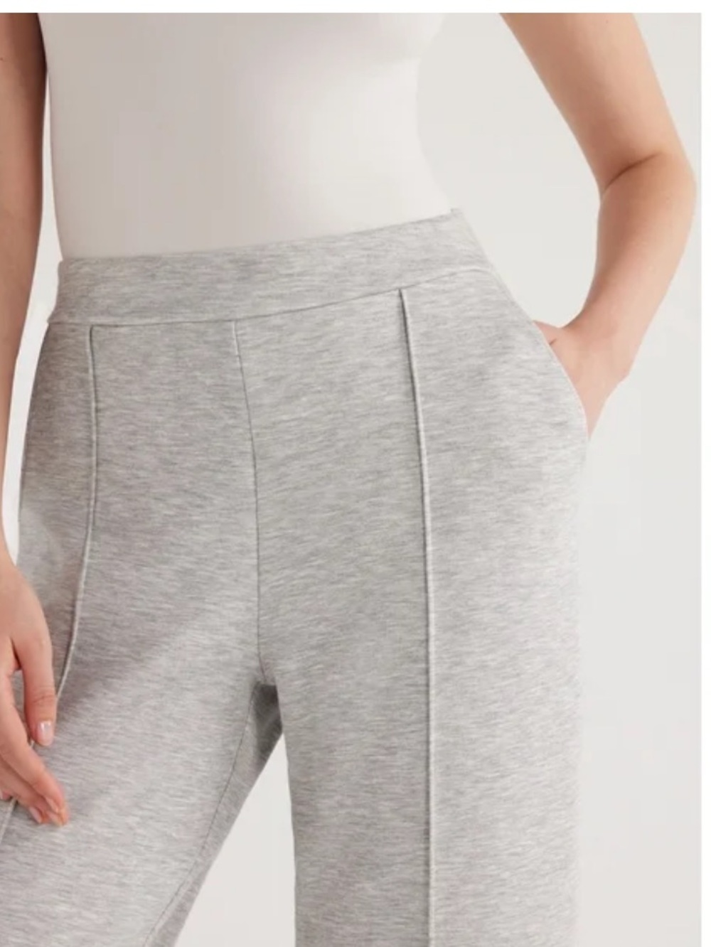 SCOOP Gray Super Soft Scuba Seamed Front Wide Leg Lightweight Sweatpants 18 NWT - Picture 2 of 10